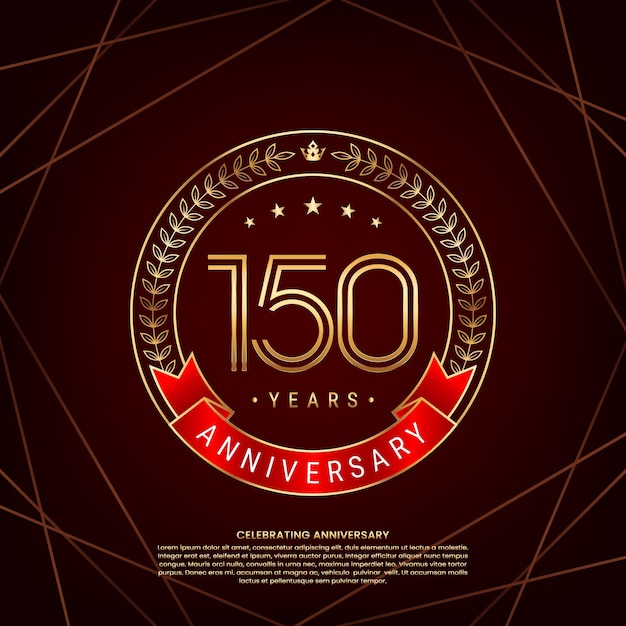 logotipo del 150 aniversario con corona de laurel dorada y número de doble línea