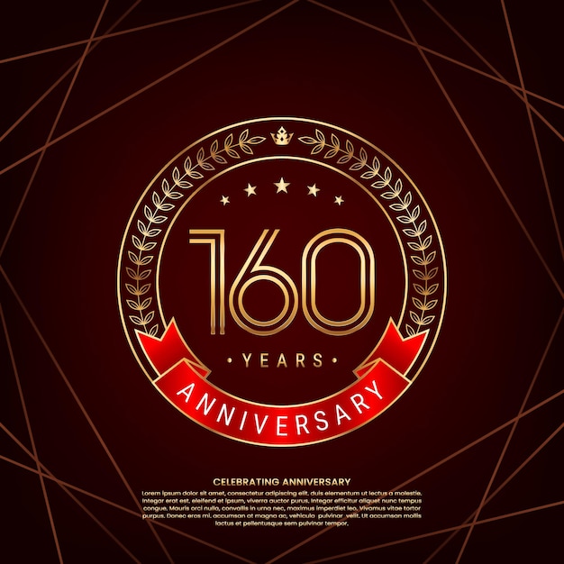 Logotipo del 160 aniversario con corona de laurel dorada y número de doble línea