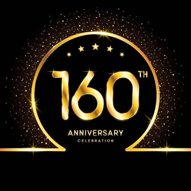 Logotipo del 160 aniversario Diseño del logotipo del aniversario de oro con plantilla de vector de logotipo de número dorado