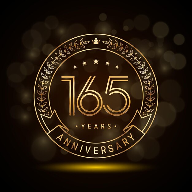 logotipo del 165 aniversario con corona de laurel dorada y números de doble línea