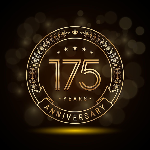 logotipo del 175 aniversario con corona de laurel dorada y números de doble línea
