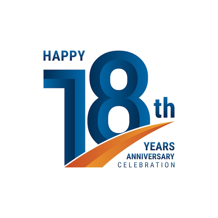 Vector logotipo del 18 aniversario diseño de logotipo perfecto para la ilustración de vector de celebración de aniversario