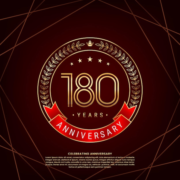 logotipo del 180 aniversario con corona de laurel dorada y número de doble línea
