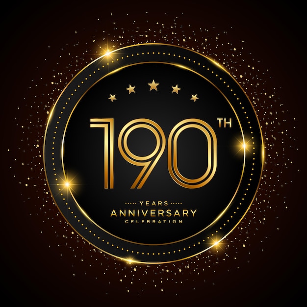 logotipo del 190 aniversario con estilo de doble línea de color dorado