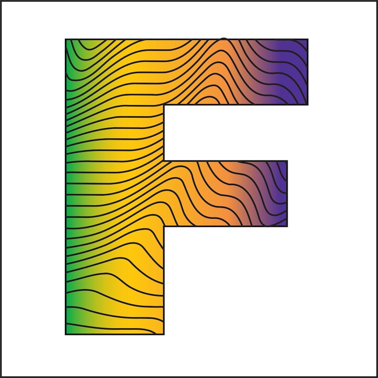 Vector logotipo 1f letra f forma curva inicial ornamento imagen vectorial patrón curva ondulada letra f