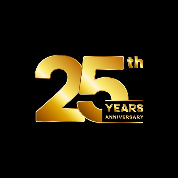 Logotipo del 25 aniversario Diseño del logotipo del aniversario de oro Vector de logotipo con número dorado