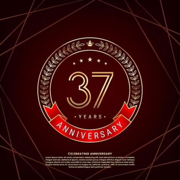 Logotipo del 37.º aniversario con corona de laurel dorada y número de doble línea