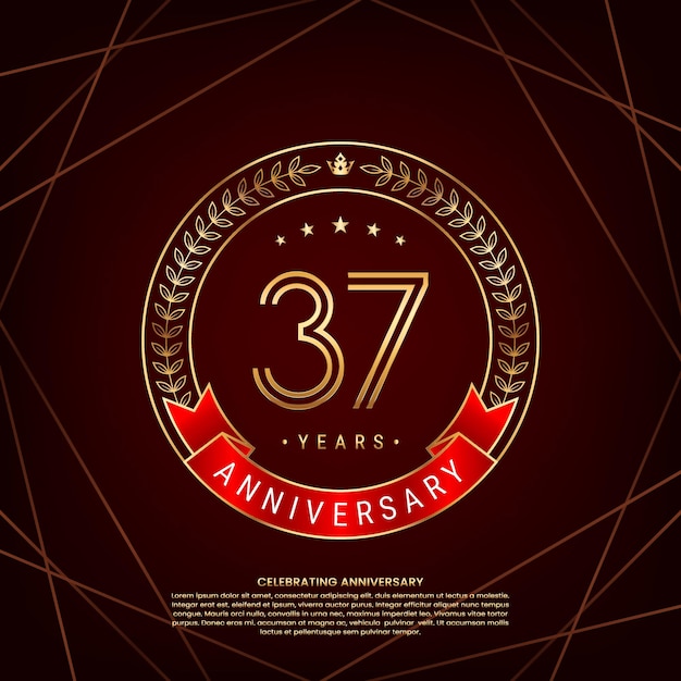 Logotipo del 37.º aniversario con corona de laurel dorada y número de doble línea