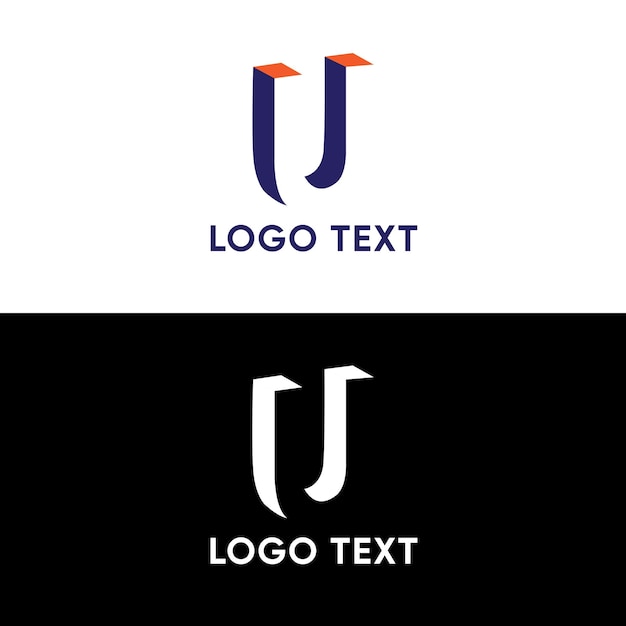 El logotipo 3D U es el logotipo del alfabeto plano vectorial