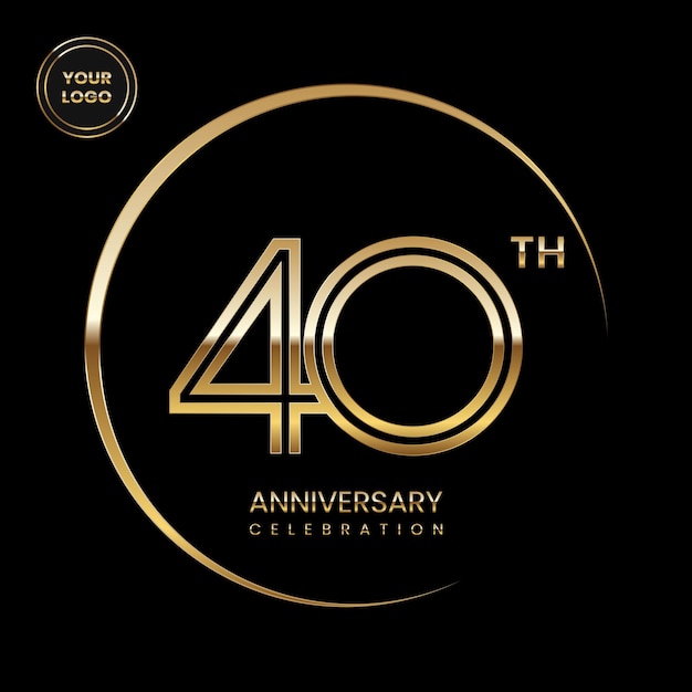 Logotipo del 40 aniversario Diseño del logotipo del aniversario con número dorado Plantilla de vector de logotipo de arte de línea