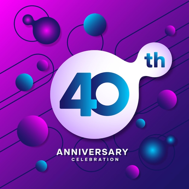Logotipo del 40 aniversario con diseño de plantilla de fondo abstracto colorido para tarjeta de invitación y cartel de su celebración de cumpleaños Vector eps 10