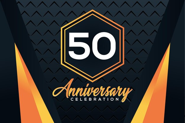 logotipo del 50 aniversario con números de color naranja con diseño de vector de número blanco