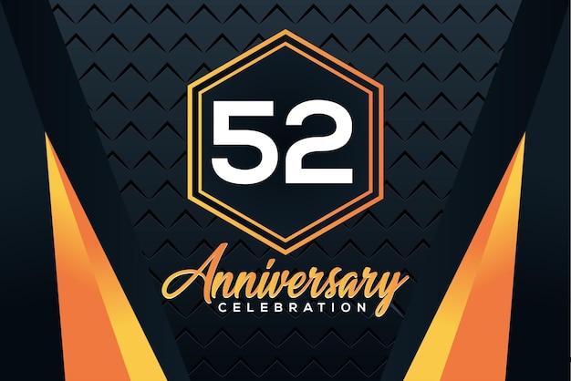 Vector logotipo del 52º aniversario con números de color naranja con diseño de vector de número blanco