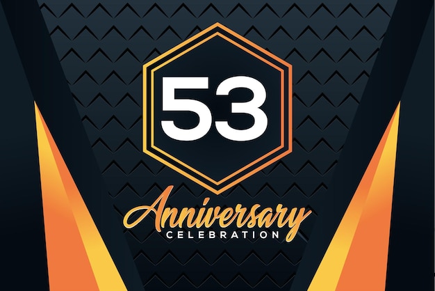 Logotipo del 53.º aniversario con números de color naranja con diseño de vector de número blanco