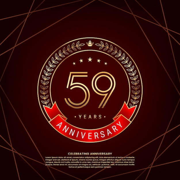 logotipo del 59 aniversario con corona de laurel dorada y número de doble línea