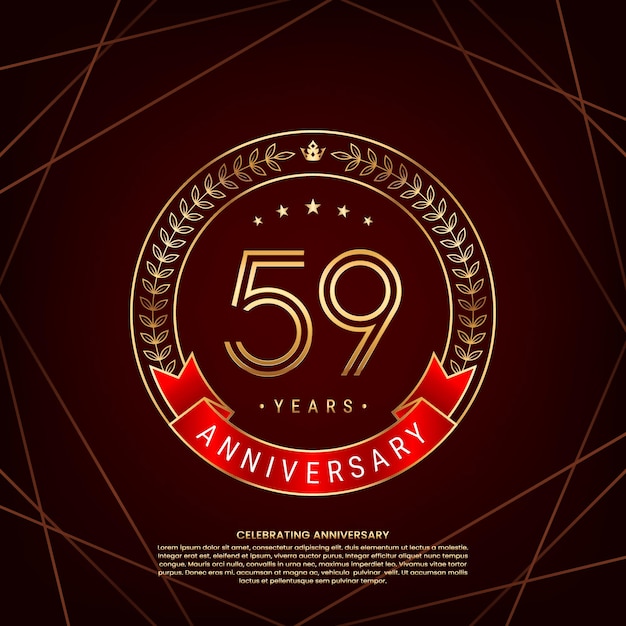 logotipo del 59 aniversario con corona de laurel dorada y número de doble línea