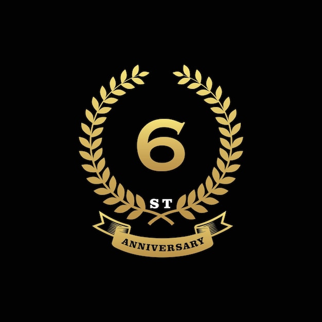 logotipo del 6.º aniversario dorado