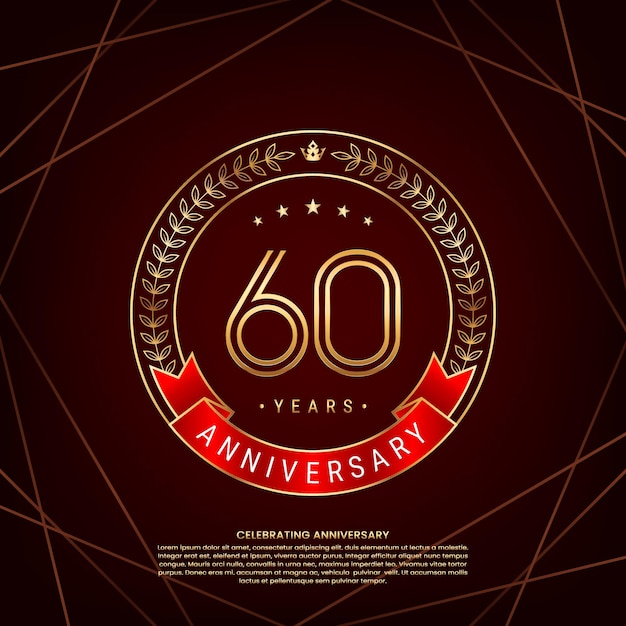 logotipo del 60 aniversario con corona de laurel dorada y número de doble línea