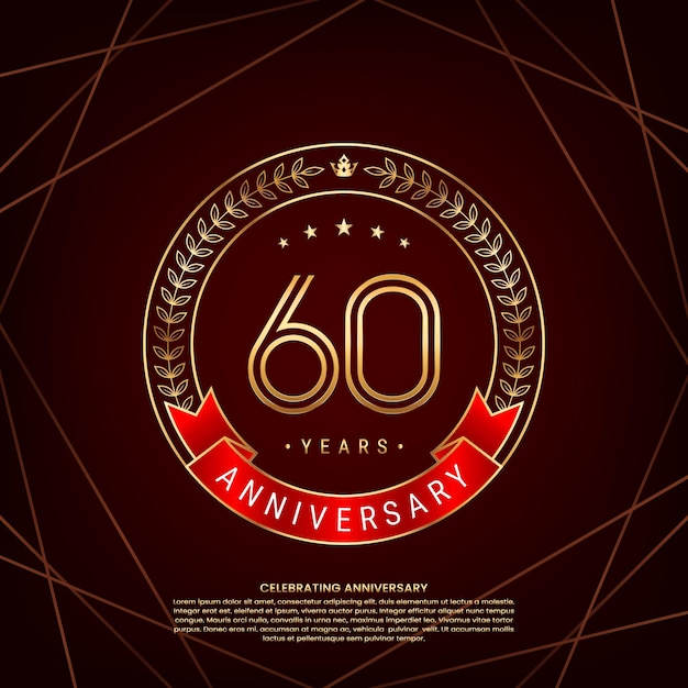 logotipo del 60 aniversario con corona de laurel dorada y número de doble línea