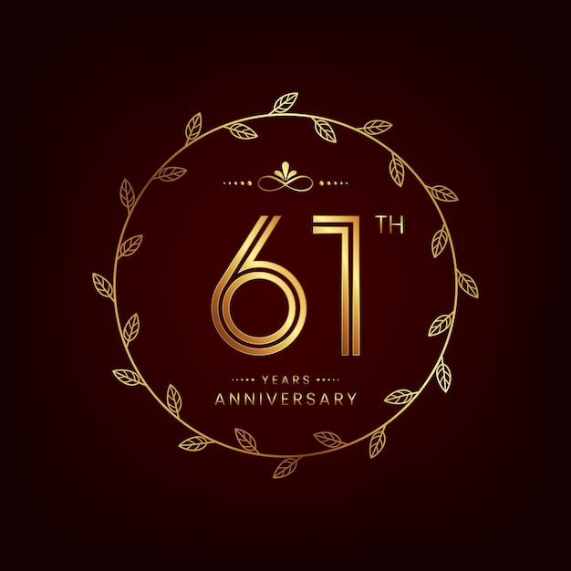 logotipo del 61 aniversario con número dorado para el evento de celebración del aniversario