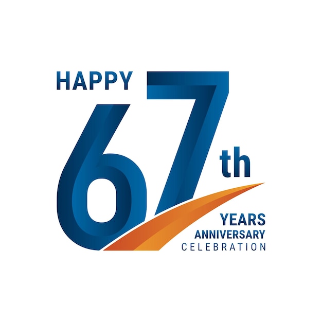 Logotipo del 67 aniversario Diseño de logotipo perfecto para la ilustración de vector de celebración de aniversario