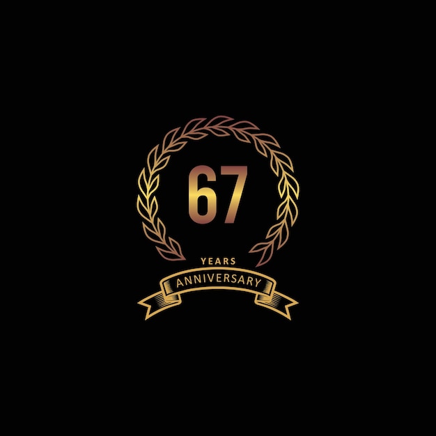 Logotipo del 67 aniversario con fondo dorado y negro.