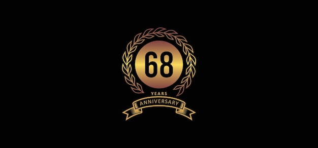 Vector logotipo del 68 aniversario con fondo dorado y negro.