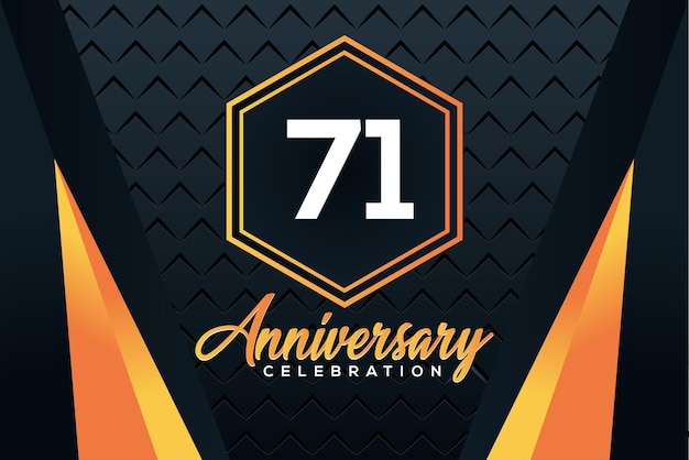 Logotipo del 71.º aniversario con números de color naranja con diseño de vector de número blanco