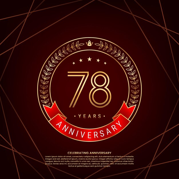 logotipo del 78.º aniversario con corona de laurel dorada y número de doble línea