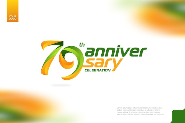 Logotipo del 79 aniversario con una combinación de naranja y verde sobre un fondo blanco