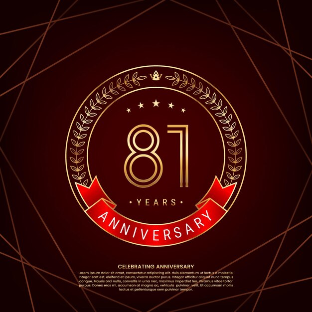 logotipo del 81 aniversario con corona de laurel dorada y número de doble línea