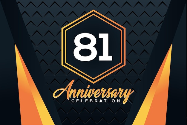 Logotipo del 81.º aniversario con números de color naranja con diseño de vector de número blanco