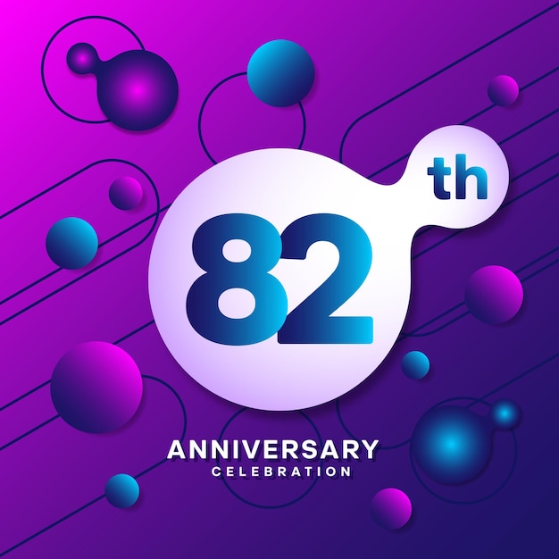 Logotipo del 82.º aniversario con diseño de plantilla de fondo abstracto colorido para tarjeta de invitación y afiche para la celebración de su cumpleaños Vector eps 10