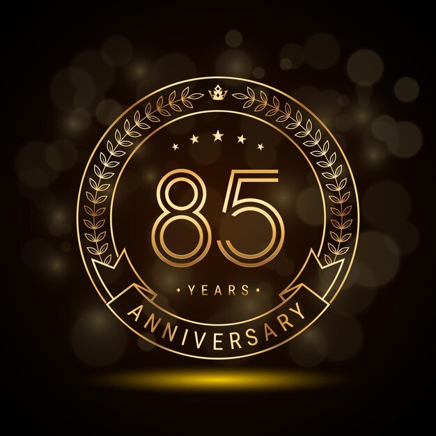 logotipo del 85 aniversario con corona de laurel dorada y números de doble línea