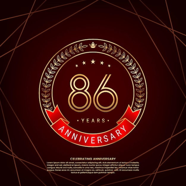 logotipo del 86 aniversario con corona de laurel dorada y número de doble línea