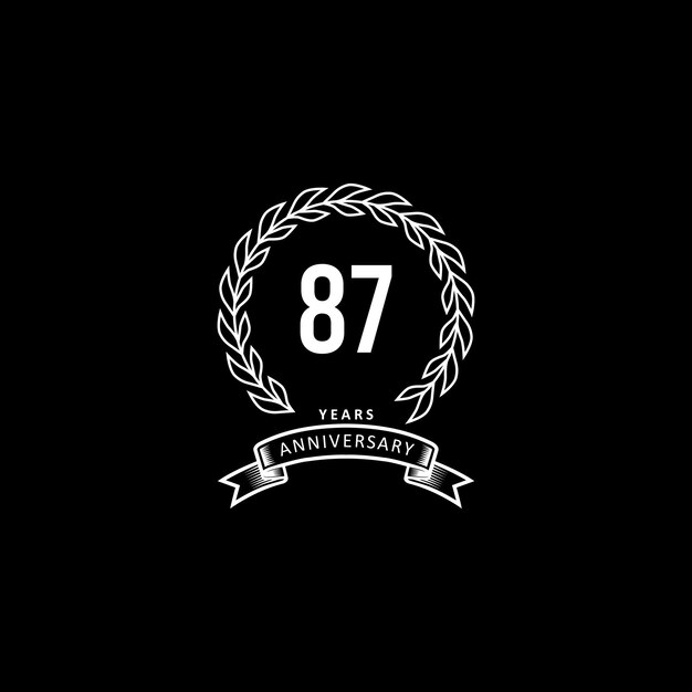 Logotipo del 87 aniversario con fondo blanco y negro.