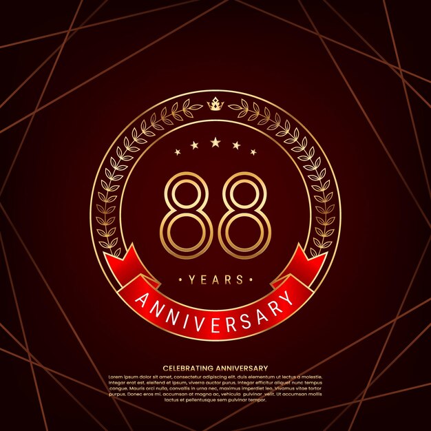 logotipo del 88 aniversario con corona de laurel dorada y número de doble línea