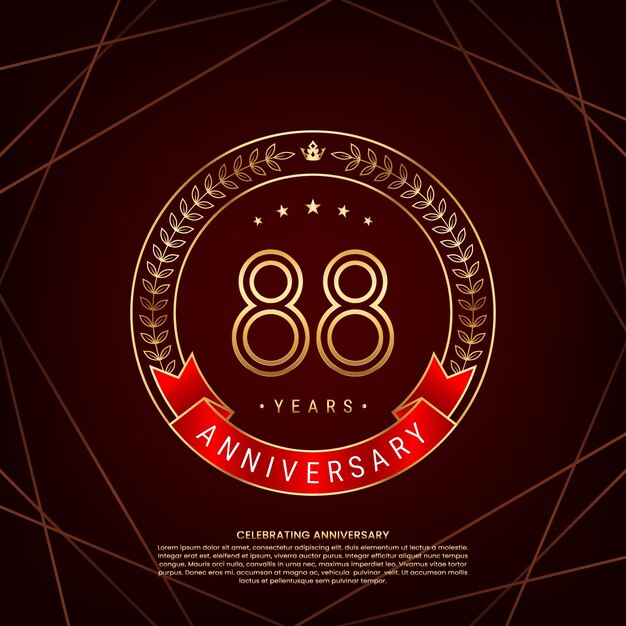 logotipo del 88 aniversario con corona de laurel dorada y número de doble línea