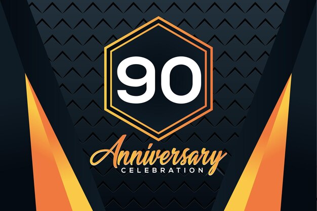 logotipo del 90 aniversario con números de color naranja con diseño de vector de número blanco