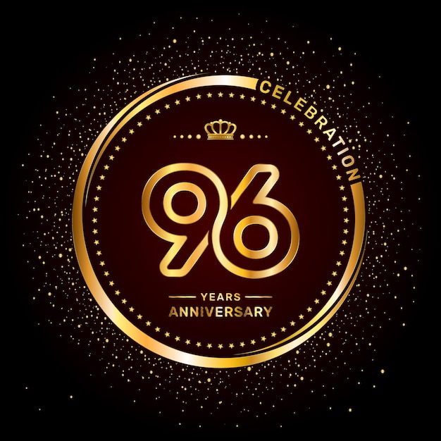 Logotipo del 96.º aniversario con estilo de número de doble línea y anillo de color dorado