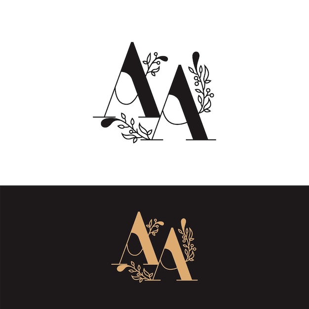 logotipo de AA del monograma de boda dibujado a mano