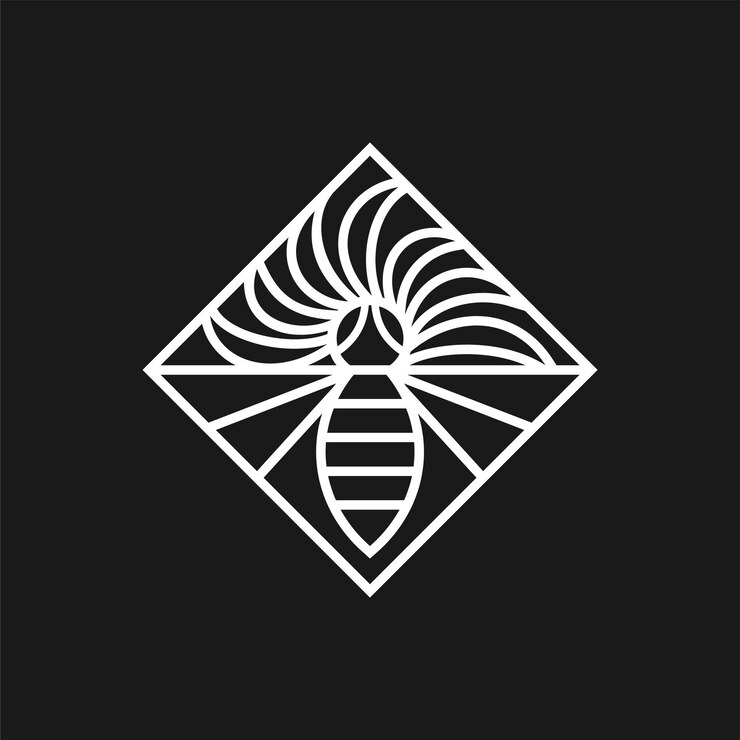 Vector logotipo de abeja con concepto de línea continua