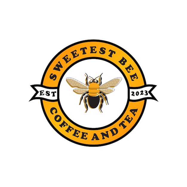 Un logotipo de abeja dulce para el café y té de abeja más dulce.