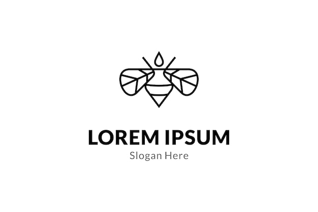 Logotipo de abeja con estilo de diseño vectorial de arte de líneas
