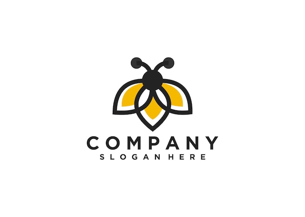 logotipo de abeja, ilustración de logotipo de nombre de empresa de miel de abeja