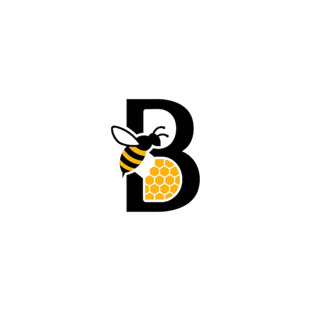 Logotipo de abeja con la letra B Diseño creativo Ilustración vectorial