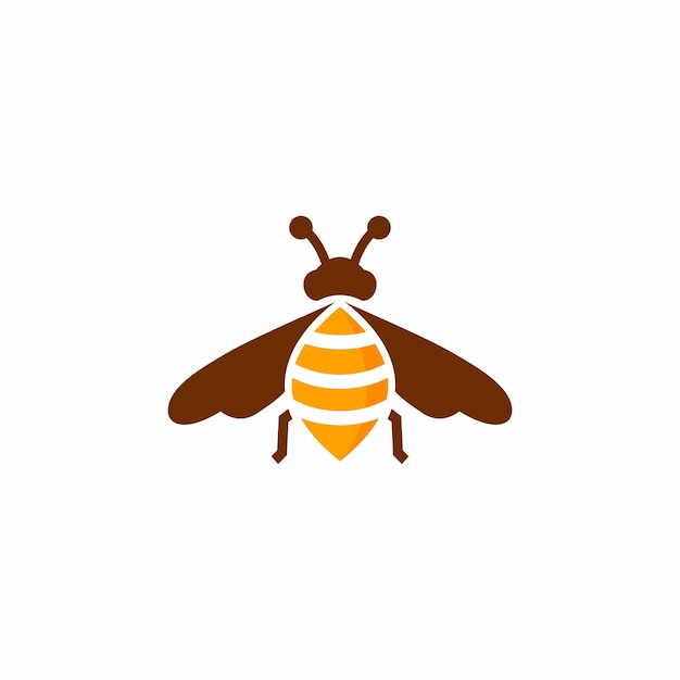 Un logotipo de abeja marrón y amarillo con una abeja amarilla en él