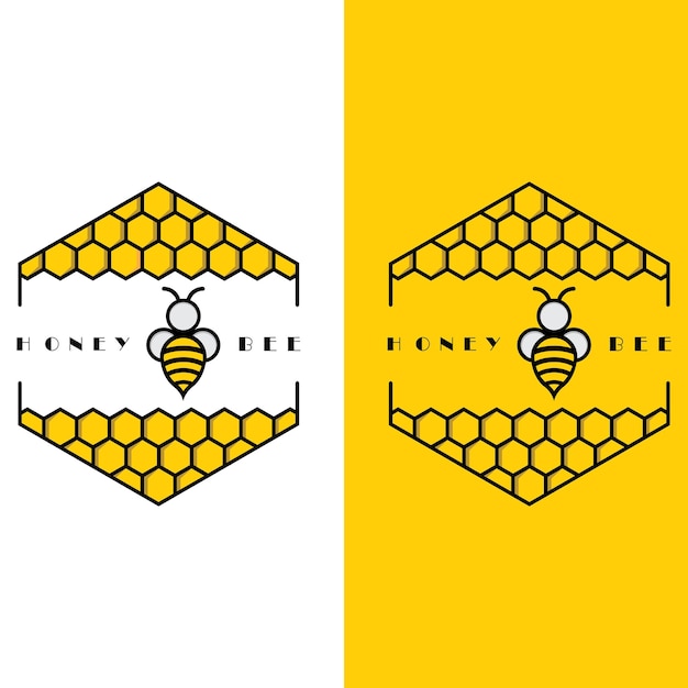 Logotipo de abeja de miel creativa con plantilla de eslogan