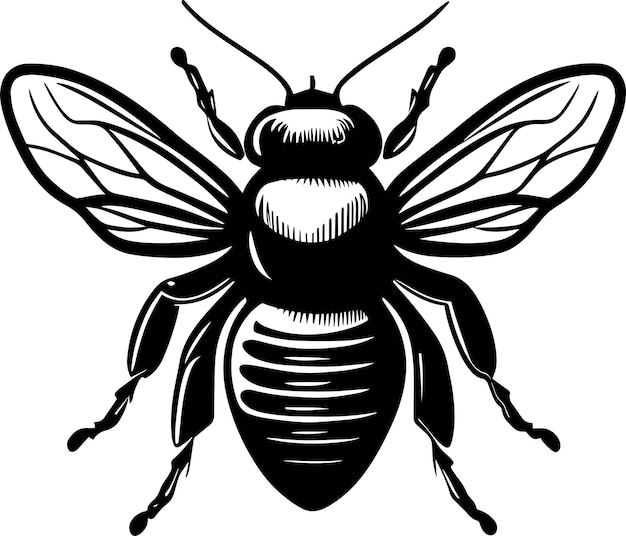 Vector logotipo de abeja de miel estilo de diseño monocromático