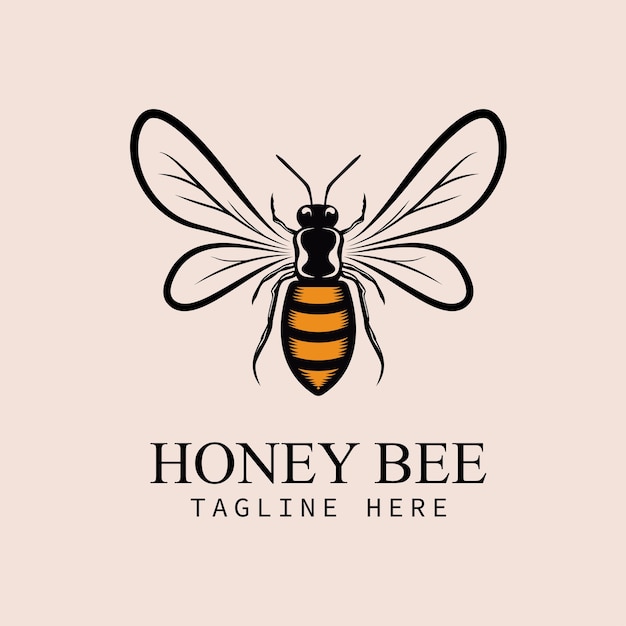 Logotipo de la abeja de miel Ilustración vectorial de plantilla de diseño